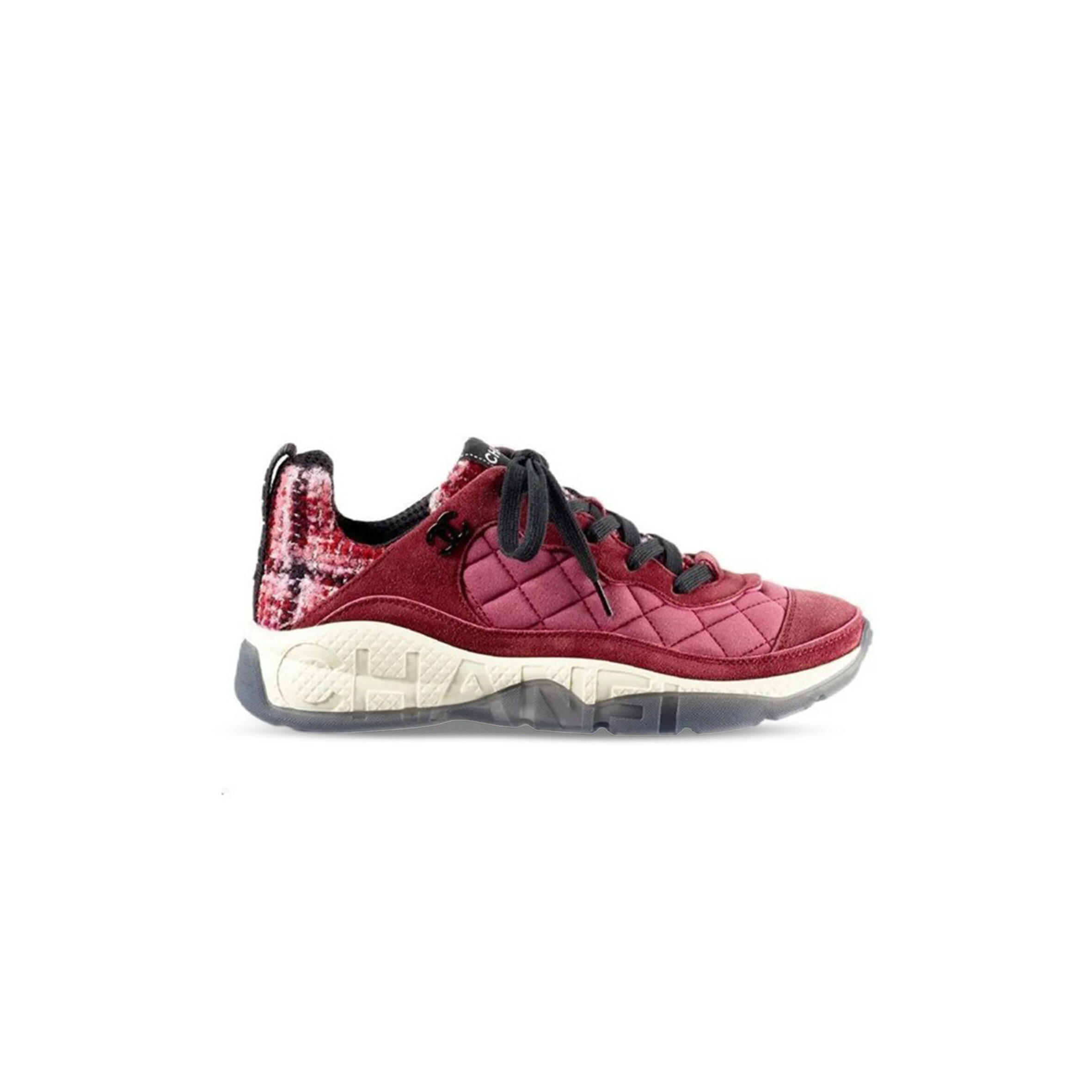CHANEL SNEAKERS FABRIC, TWEED & SUEDE CALFSKIN LIGHT BURGUNDY, PINK & BLACK G39234 Y55990 K47